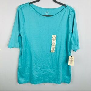 St. John's Bay Size XL NEW Classic Boatneck Tee Shirt Top Cotton XX2